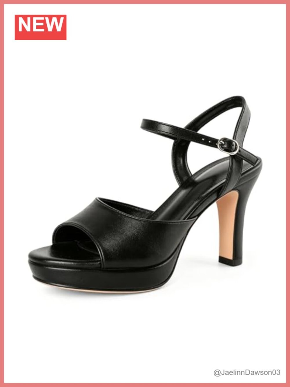 Chunky Platform High Heel Sandals Open Toe Ankle Strap Faux Leather 3.5 Inch